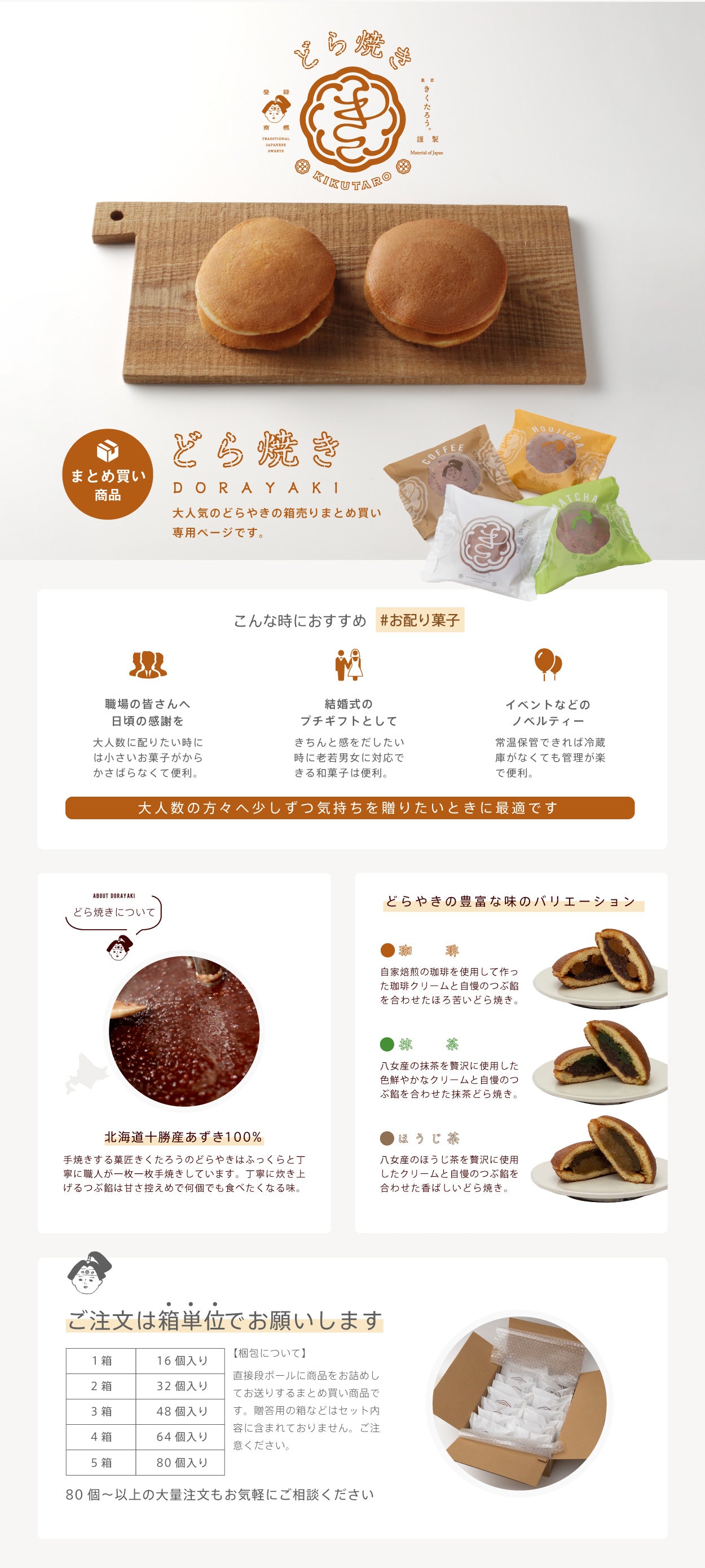 どら焼き/粒あん・箱詰め(粒あん16個入～)